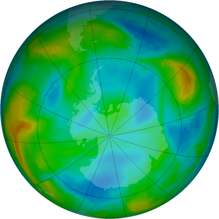 Antarctic ozone map for 15 June 1982